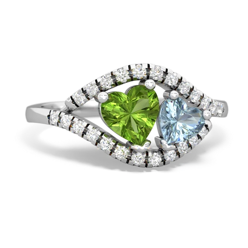 peridot-aquamarine mother child ring