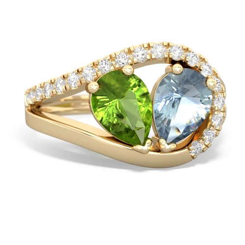 peridot-aquamarine pave heart ring