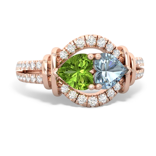 peridot-aquamarine pave keepsake ring