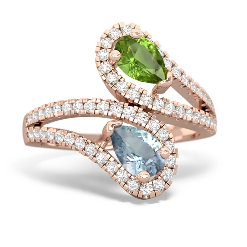 Peridot Genuine Peridot with Genuine Aquamarine Diamond Dazzler ring Ring