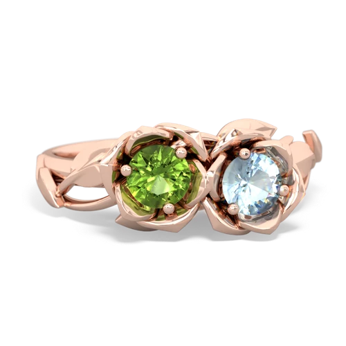 Peridot Genuine Peridot with Genuine Aquamarine Rose Garden ring Ring