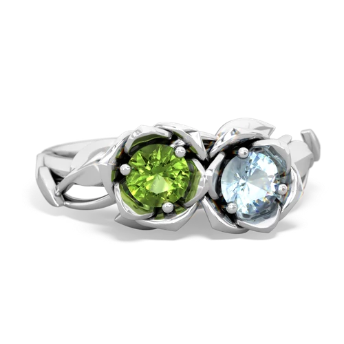 peridot-aquamarine roses ring