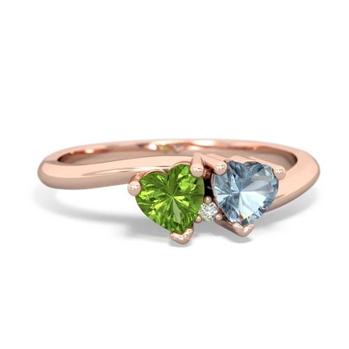 peridot-aquamarine sweethearts promise ring