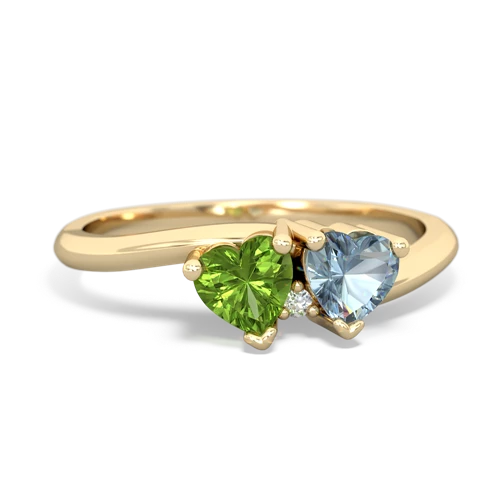 peridot-aquamarine sweethearts promise ring