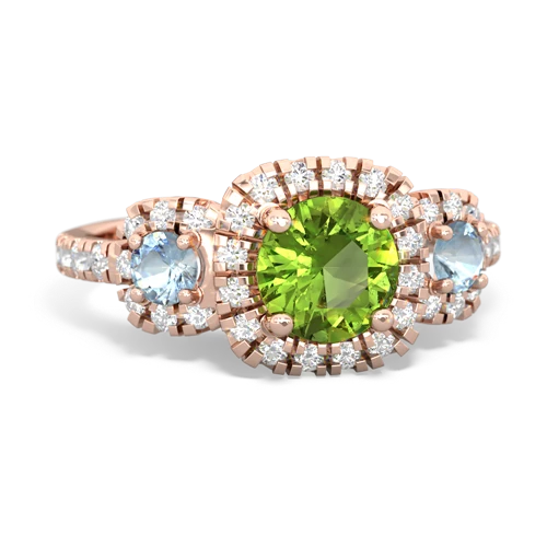 peridot-aquamarine three stone regal ring