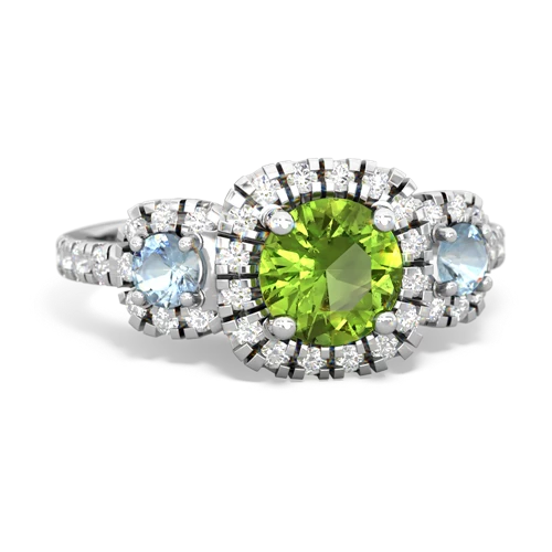 peridot-aquamarine three stone regal ring