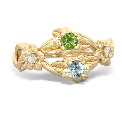 Peridot Genuine Peridot with Genuine Aquamarine Sparkling Bouquet ring Ring