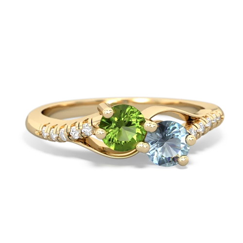 Peridot Genuine Peridot with Genuine Aquamarine Two Stone Infinity ring Ring
