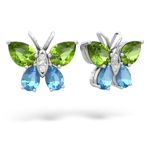 peridot-blue topaz butterfly earrings