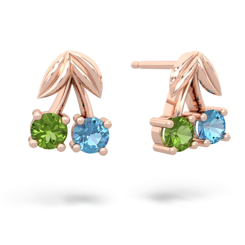peridot-blue topaz cherries earrings