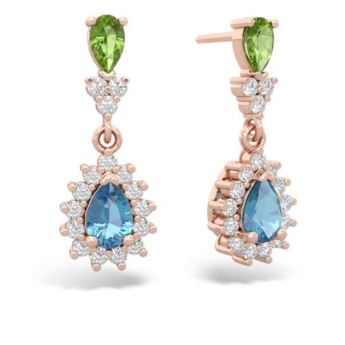 peridot-blue topaz dangle earrings
