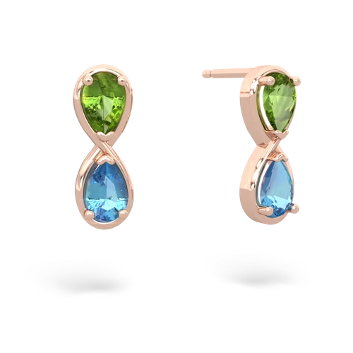 peridot-blue topaz infinity earrings