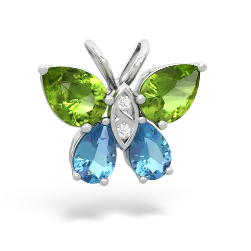 peridot-blue topaz butterfly pendant