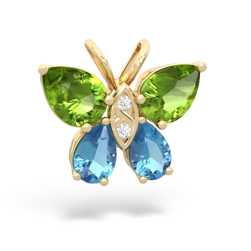 peridot-blue topaz butterfly pendant