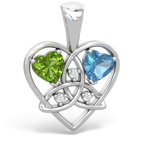 peridot-blue topaz celtic heart pendant