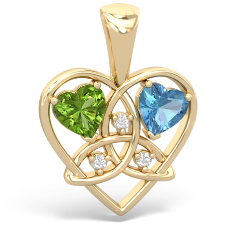 peridot-blue topaz celtic heart pendant