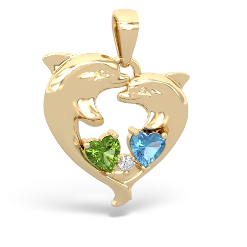 peridot-blue topaz dolphins pendant