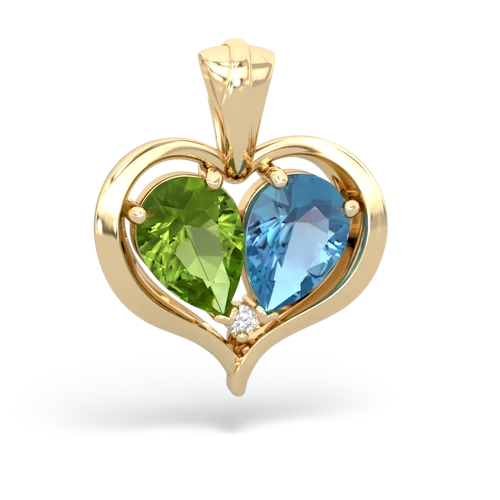 peridot-blue topaz half heart whole pendant