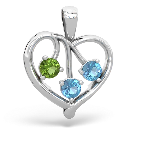 Peridot Genuine Peridot with Genuine Swiss Blue Topaz and Genuine Aquamarine Glowing Heart pendant Pendant
