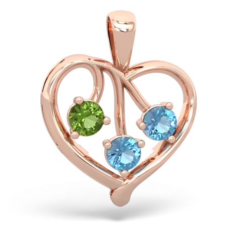 peridot-blue topaz love heart pendant