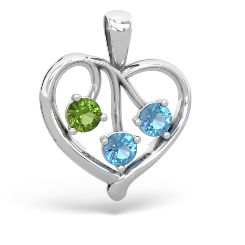 peridot-blue topaz love heart pendant