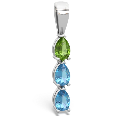 peridot-blue topaz three stone pendant