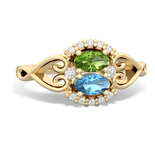 peridot-blue topaz antique keepsake ring