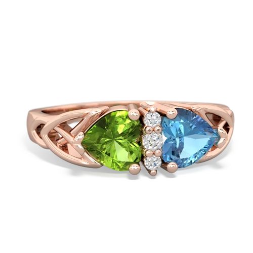 peridot-blue topaz celtic ring