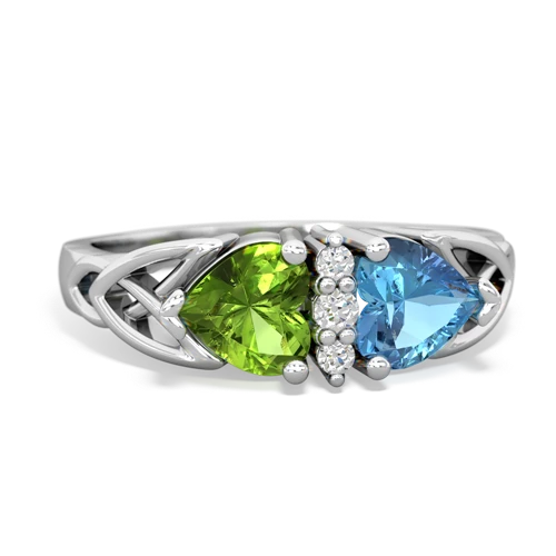 peridot-blue topaz celtic ring