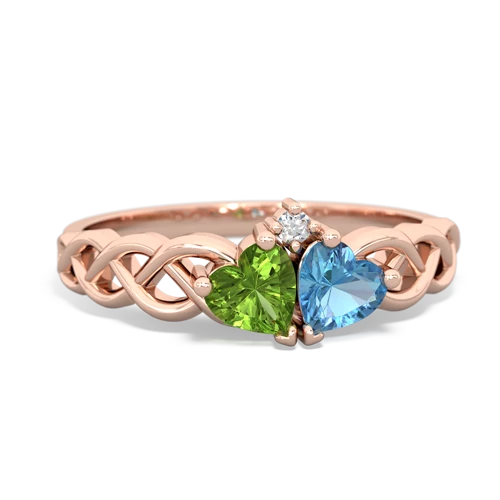 peridot-blue topaz celtic braid ring