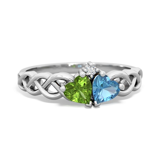 peridot-blue topaz celtic braid ring