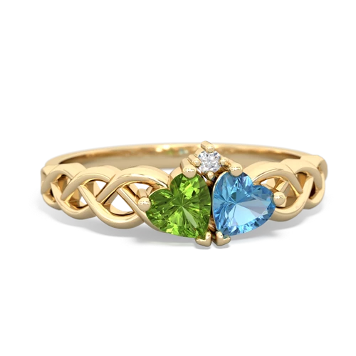 peridot-blue topaz celtic braid ring