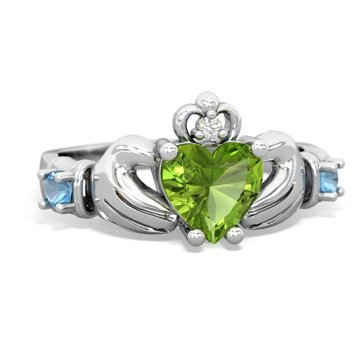 peridot-blue topaz claddagh ring