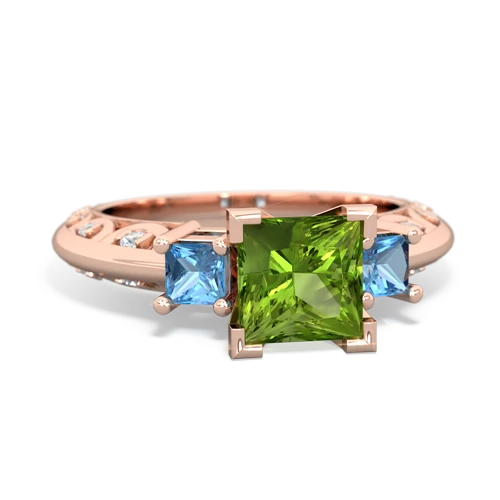 peridot-blue topaz engagement ring