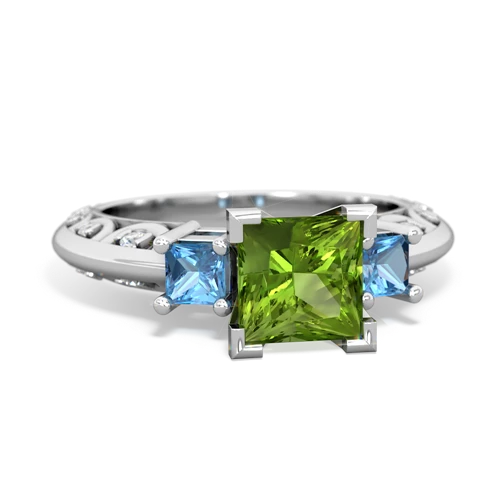 peridot-blue topaz engagement ring
