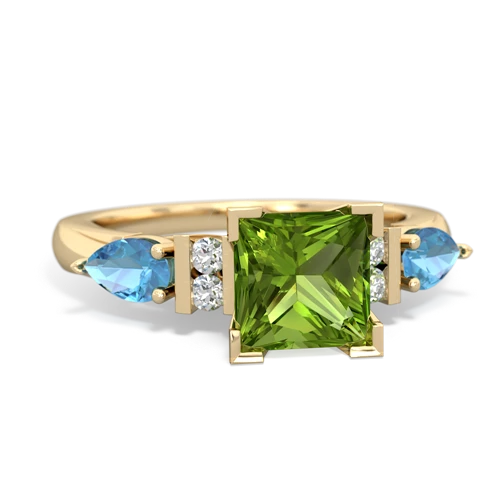 Peridot Genuine Peridot with Genuine Swiss Blue Topaz and Genuine Aquamarine Engagement ring Ring