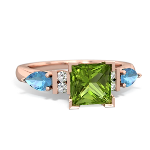 peridot-blue topaz engagement ring