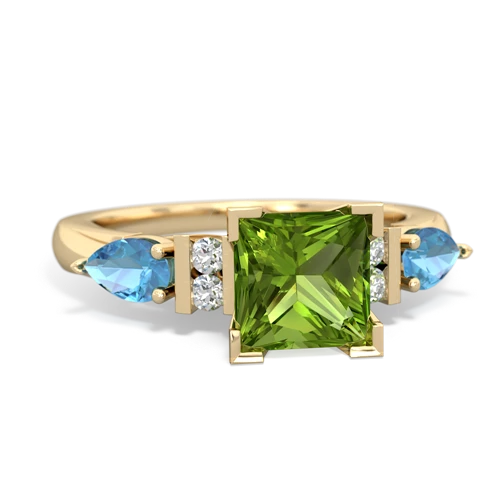 peridot-blue topaz engagement ring