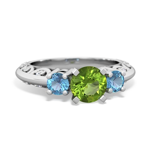 peridot-blue topaz engagement ring