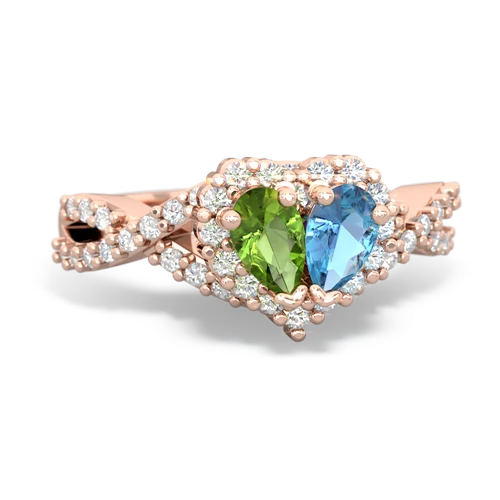 peridot-blue topaz engagement ring