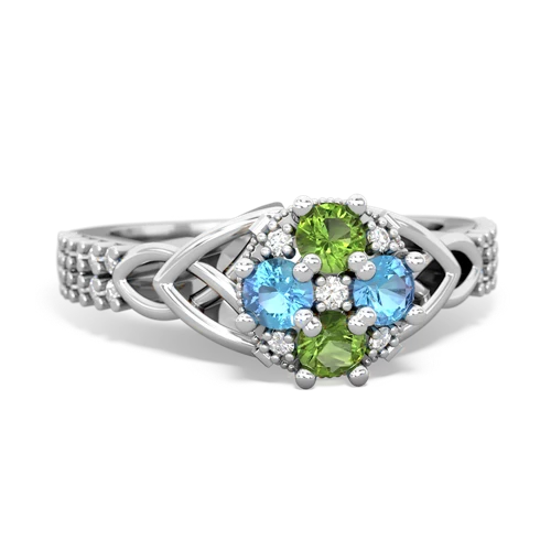 peridot-blue topaz engagement ring