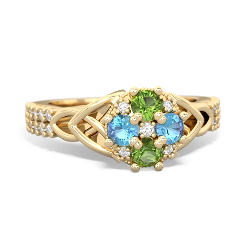 peridot-blue topaz engagement ring