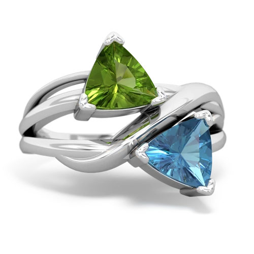 peridot-blue topaz filligree ring