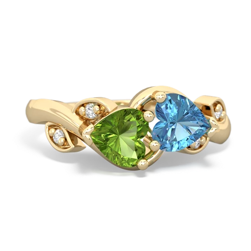 peridot-blue topaz floral keepsake ring