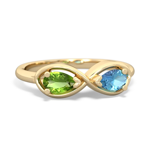 peridot-blue topaz infinity ring