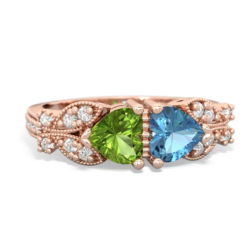 peridot-blue topaz keepsake butterfly ring