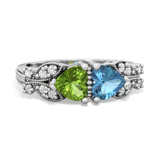 peridot-blue topaz keepsake butterfly ring