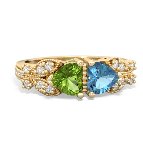 peridot-blue topaz keepsake butterfly ring