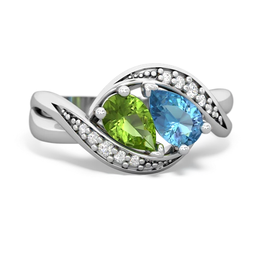 peridot-blue topaz keepsake curls ring