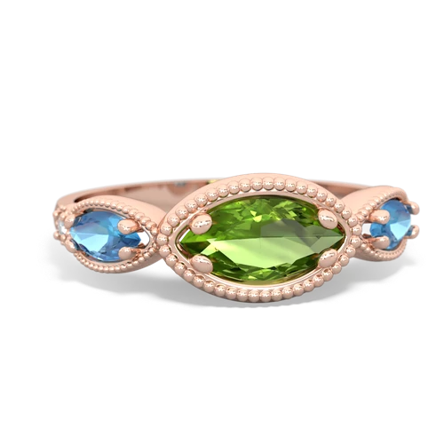 peridot-blue topaz milgrain marquise ring